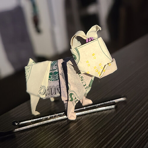 Origami Dollar Bill Pug